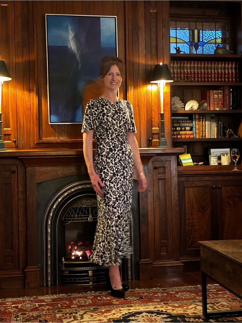 Boden black and White Floral Maxi Dress